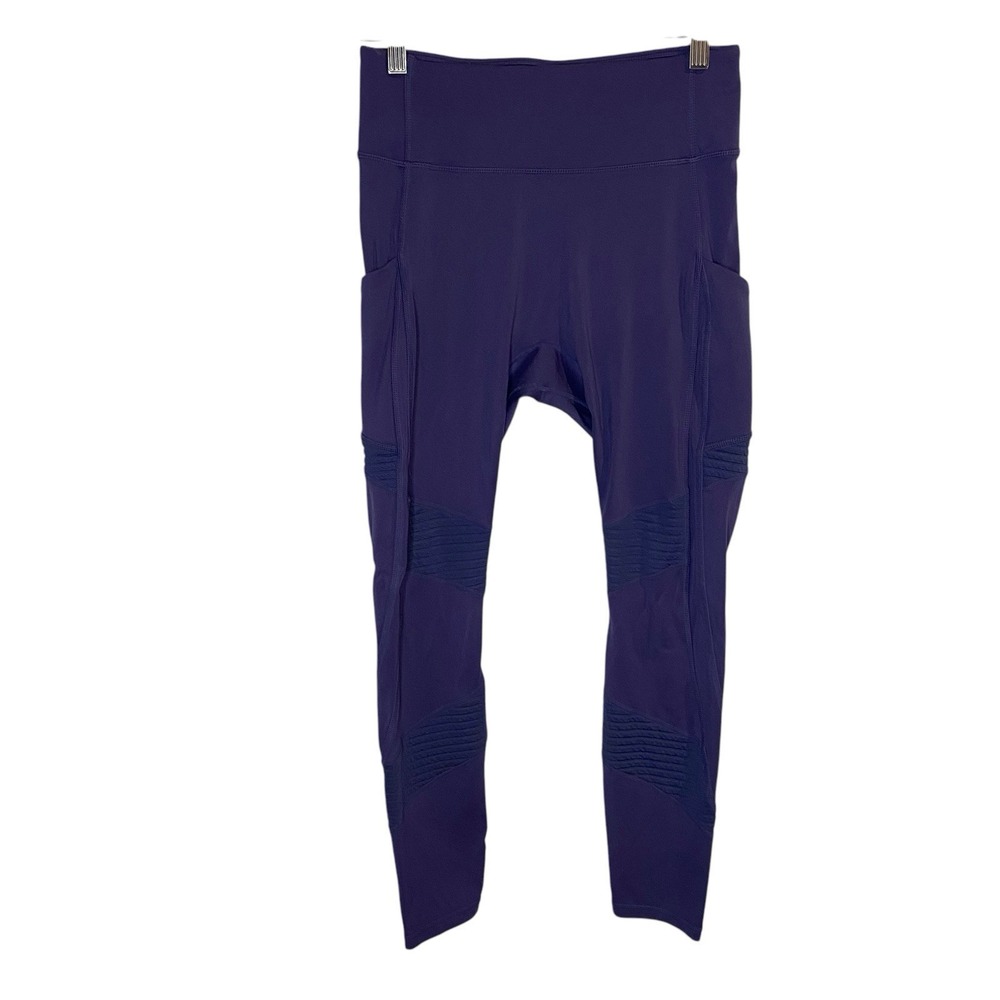 Fabletics Motion365 SZ M Agean Women High-Waisted Moto Purple 7/8 Leggings 3760